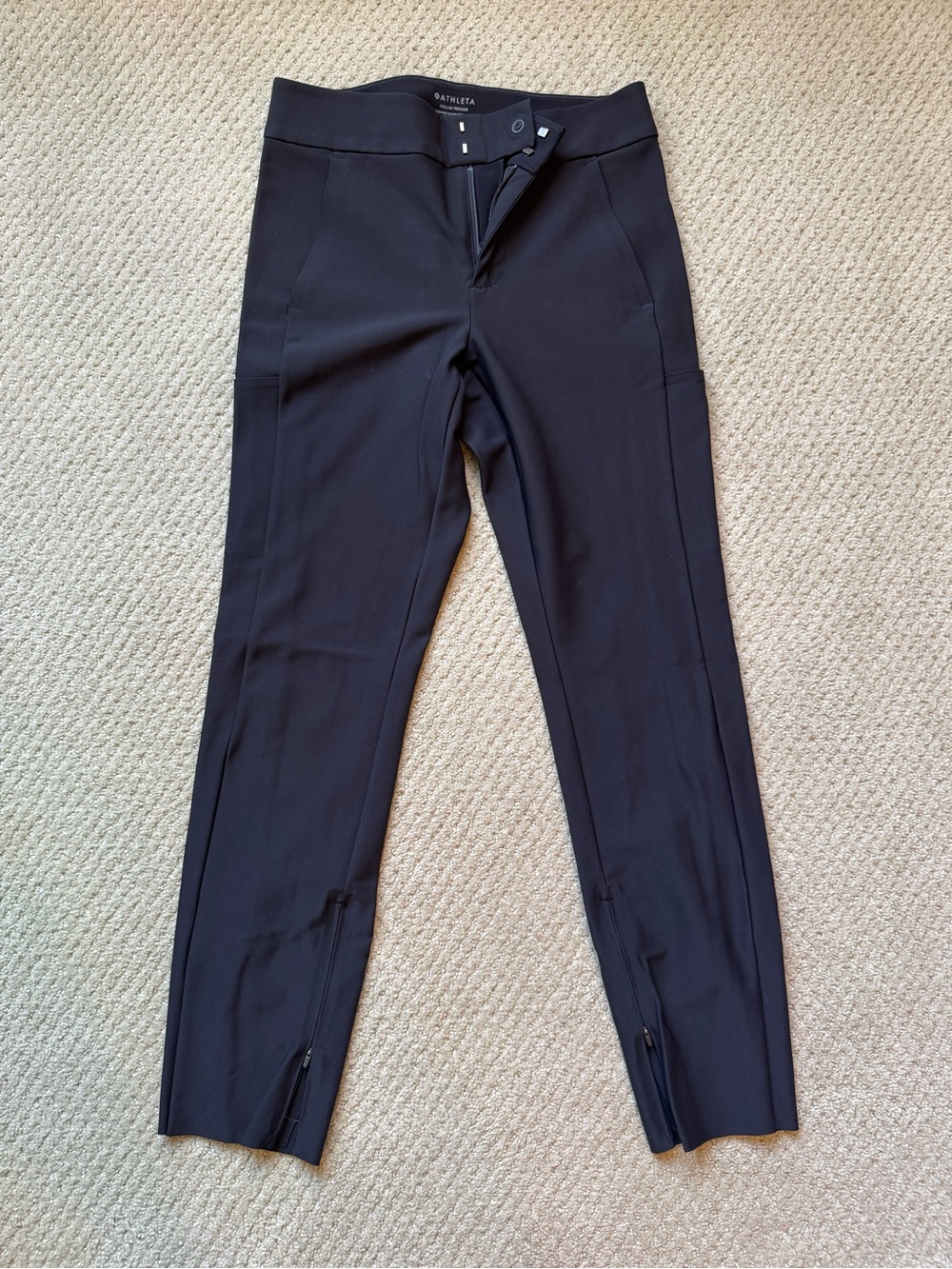 Athleta Stella Trouser Black Slim Zip-Hem Pants